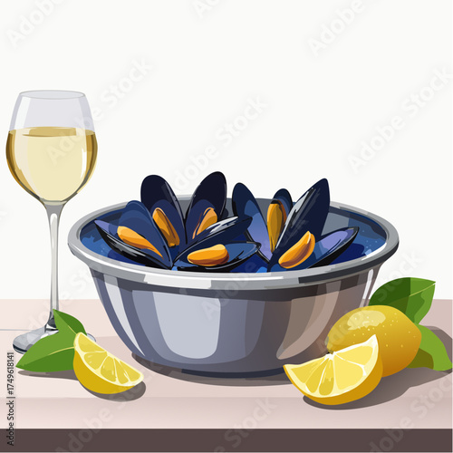 Miesmuscheln mit Wein