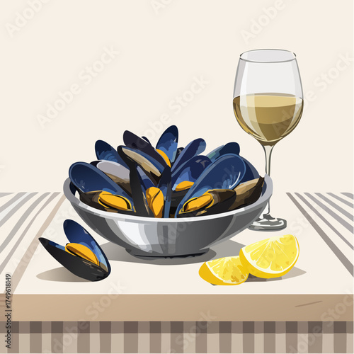 Miesmuscheln mit Wein