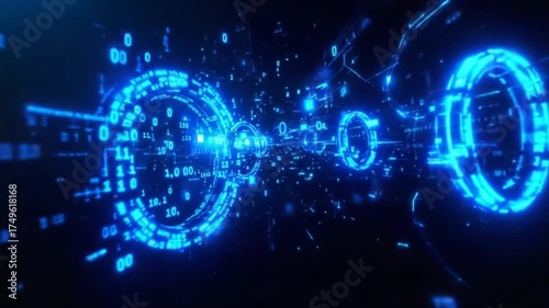 Digital Data Stream - A Futuristic Journey Through Binary Code and Cyber Space.