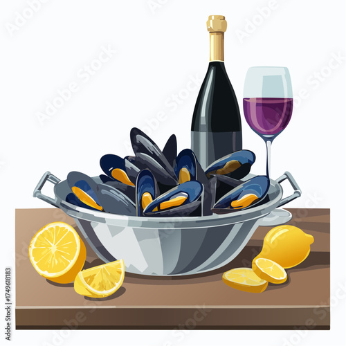 Miesmuscheln mit Wein
