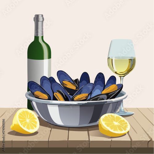 Miesmuscheln mit Wein