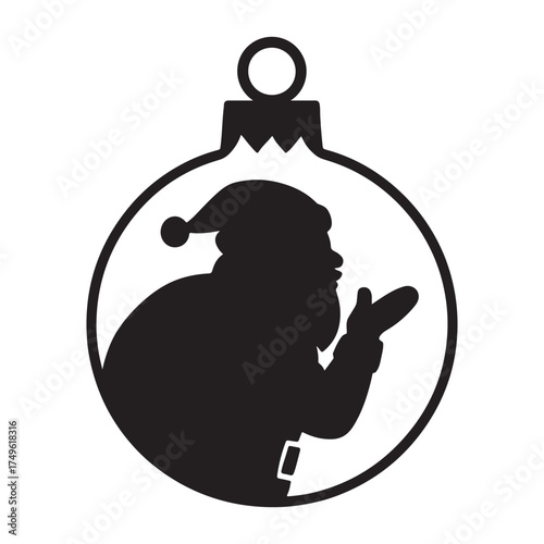 Santa Claus Silhouette Ornament Vector