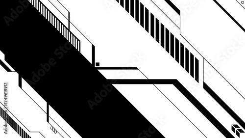 Cybernetic background. Futuristic interface with abstract geometric elements. Abstract technological design in cyberpunk style, digital graphics, high-tech interface.