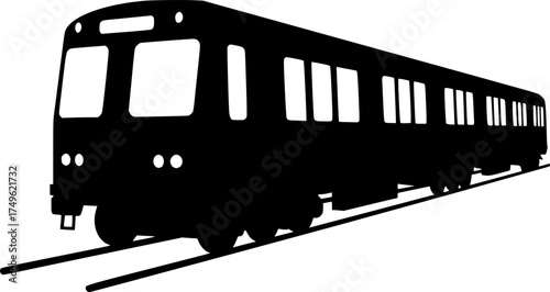 Black Outline of Subway Train – Silhouette Vector for Underground Travel
