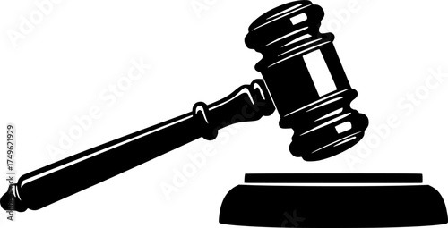 Black and white gavel illustration for law justice and legal themes
