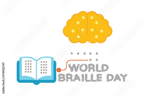 Braille Brain Vector Connected to Book Concept Design