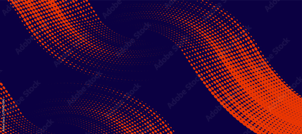 Fototapeta premium Abstract speed lines style orange color halftone banner design template, modern.