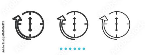 24 Hour Clock and Around Icon. Thin line icon vector