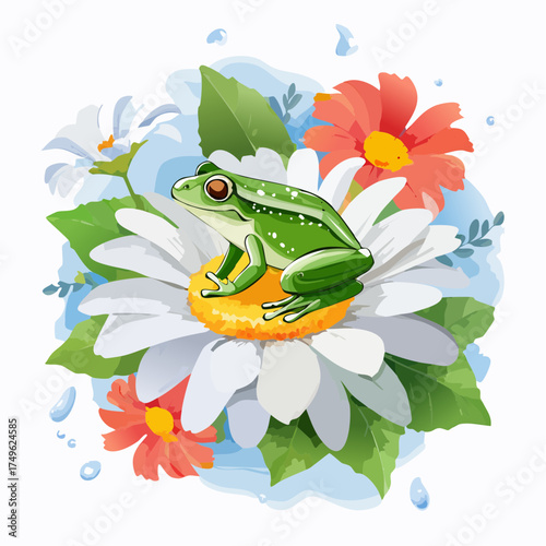 Froschbaby auf der Blumenwiese