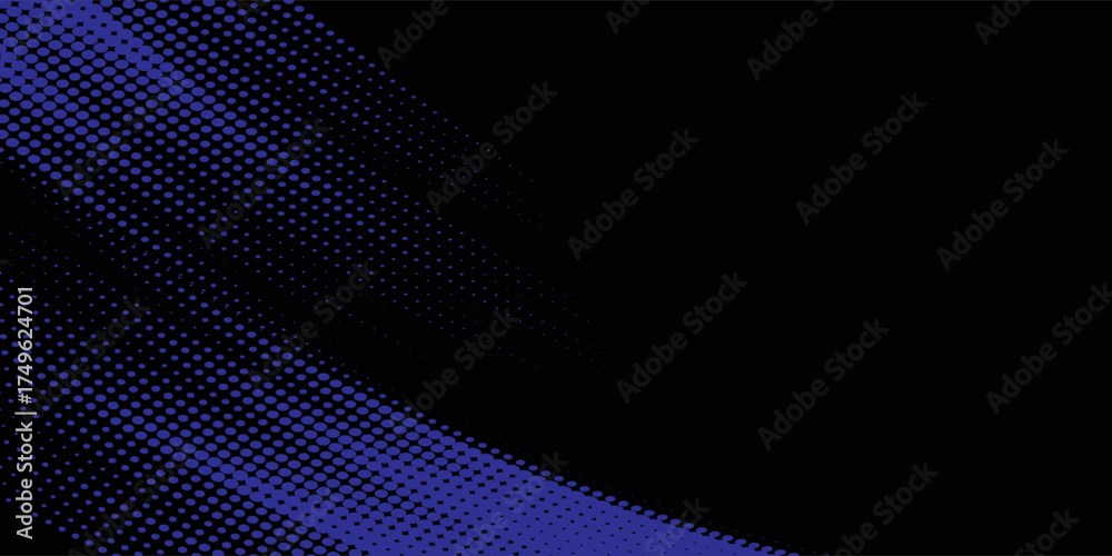 Obraz premium Abstract speed line style blue halftone banner design template. blue halftone dot pattern with grunge texture. Sporty style white and black dot pop art comic, Eps 10.