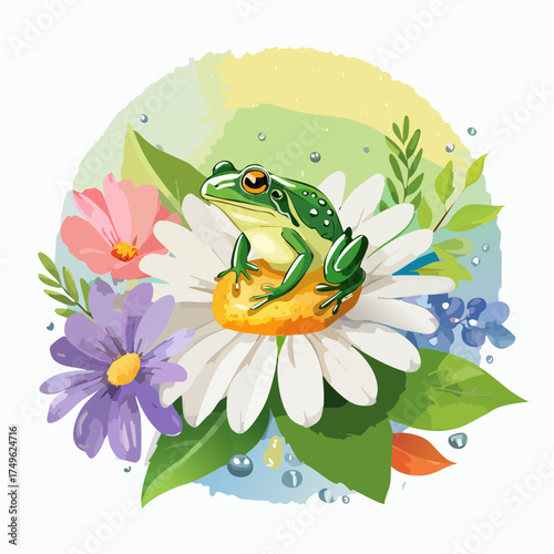 Froschbaby auf der Blumenwiese