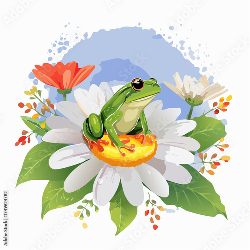 Froschbaby auf der Blumenwiese