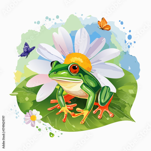 Froschbaby auf der Blumenwiese