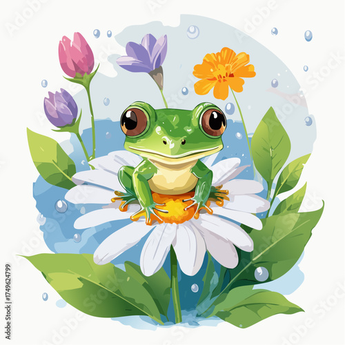 Froschbaby auf der Blumenwiese