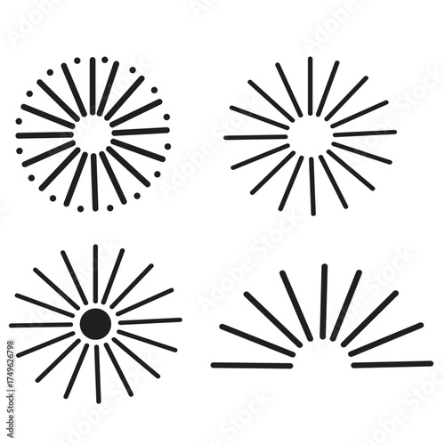 Doodle sparkle vector set illustration