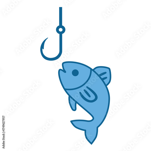 fish on a hook symbol of fishing. vector illustration