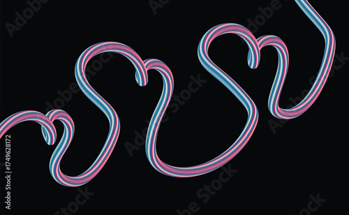 Vector art of three heartshaped neon lights on a create a romantic and modern atmosphere for valentines day design