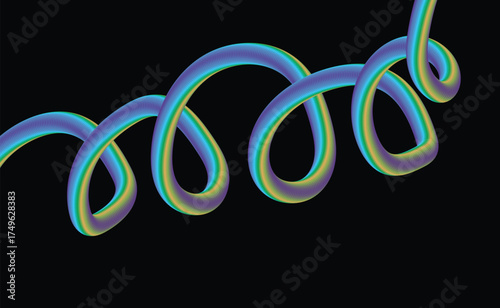 Vector art of a vibrant and colorful neon spiral on a creates a dynamic and eyecatching abstract design element