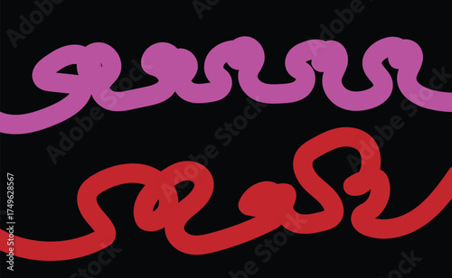 Vector art of two wavy lines in pink and red on a create a simple and eyecatching abstract design with a playful feel