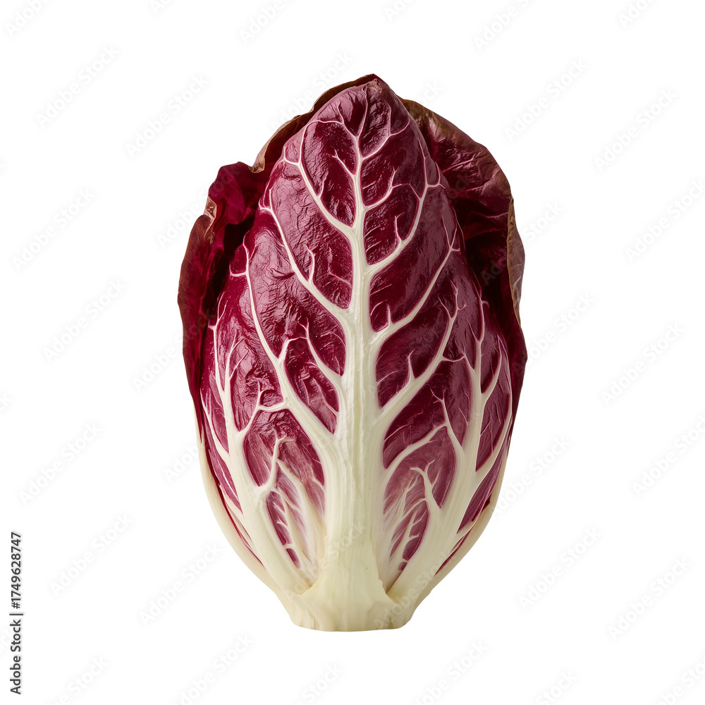 Obraz premium Isolated vibrant radicchio close up showcasing intricate leaf patterns against void surrounding