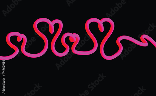 Vector art of a whimsical row of hearts dances across the scene, spreading love and joy in a playful and enchanting manner