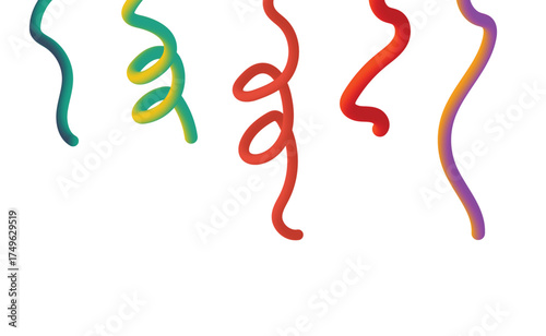 Vector art of colorful party streamers create a festive atmosphere for any celebration or special occasion