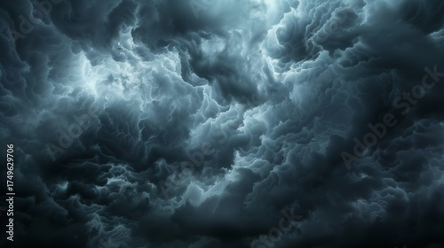 Dramatic dark storm clouds gathering, cinematic moody sky backdrop.