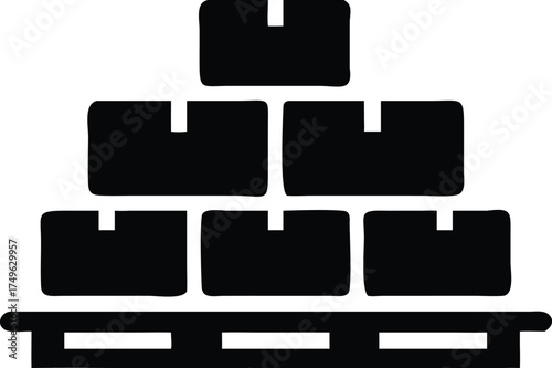 Stacked cardboard boxes on a wooden pallet icon