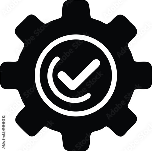 Gear with check mark icon