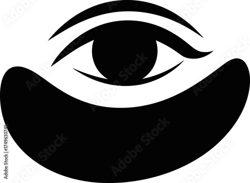 Minimalist eye icon with under eye patch for beauty and skincare concept. Vector symbol illustration for logo, package design, infographic