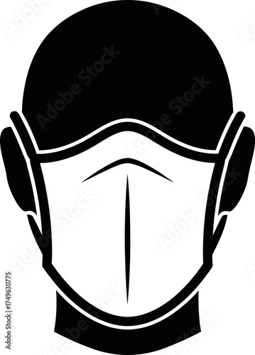 Wear protective face mask symbol. Safety recommendation to prevent infection, air pollution, flu. Vector black icon for public health
