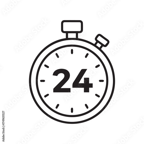 Watch line icon with time element isolated on white background