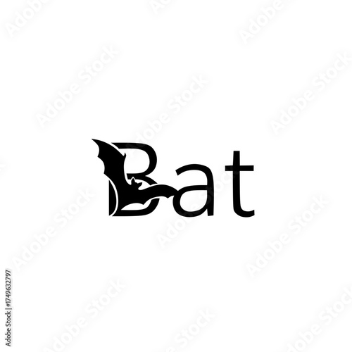 Minimalist Bat Logo - Creative Letter B With Flying Bat Silhoutte 