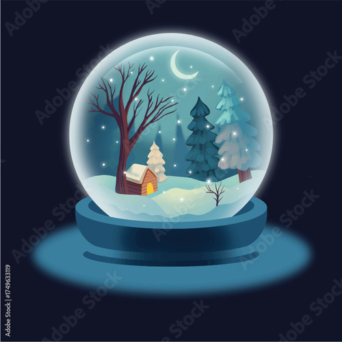 Cozy Cabin in Snow Globe