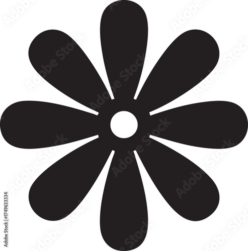 Black flower vector: simple daisy graphic, floral clipart, svg, png eps silhouette