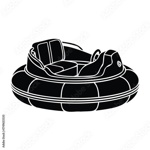 Bumper car interior with seats and steering wheel amusement park ride