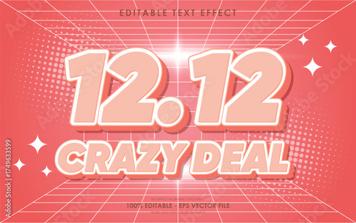 12 12 crazy deal Editable monthly event sale text effect