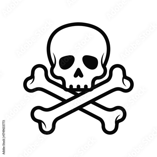 Skull and Crossbones Icon, Danger Symbol, Warning Sign, Pirate Flag, Vector Art