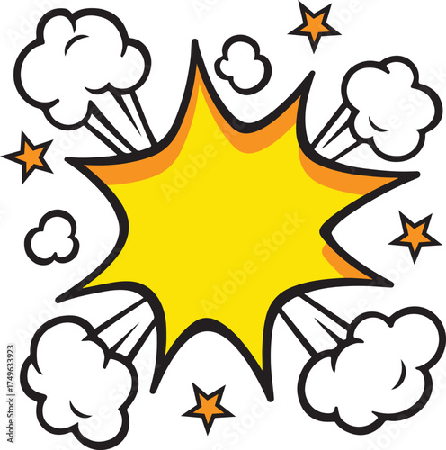 Comic Explosion Vector Illustration Pop Art Style Boom Effect