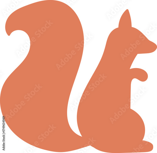 Squirrel Silhouette with Bushy Tail