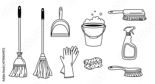 Cleaning tools and supplies broom dustpan