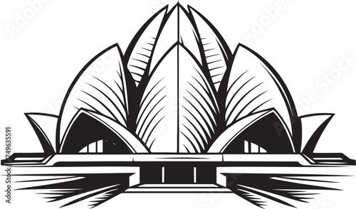 Lotus Temple Silhouette Vector