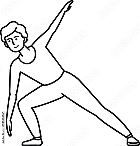 person doing stretching pose outline vector.