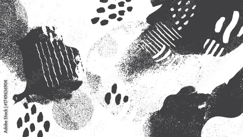 Trendy abstract defect shapes with dust particle and dust grain grunge texture background  