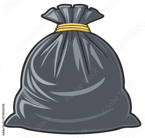 Tied Plastic Trash Bag Illustration, Garbage Waste Sack, Environmental Issues, Pollution