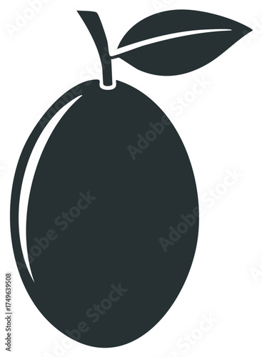 Elegant Plum Illustration Fresh Fruit Silhouette Graphic Element