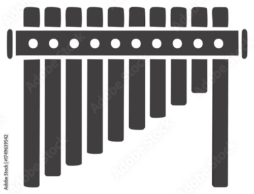 Stylized pan flute musical instrument icon featuring varying pipe lengths