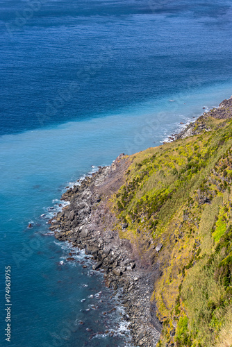 high cliff at the coast on Flores island on the Azores