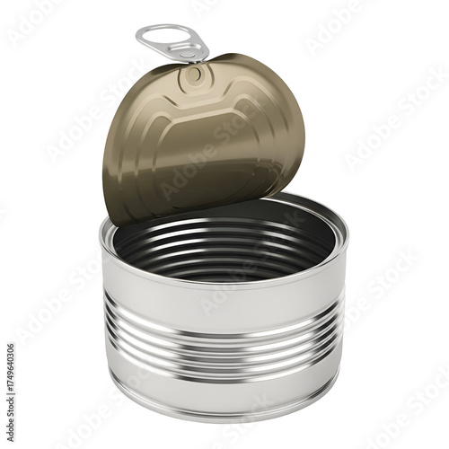 3d icon of an opened tin can isolated on transparent background