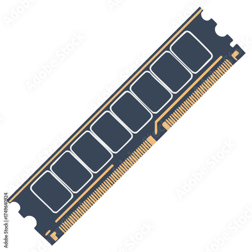 RAM Module Component for Computer Isolated on White Minimalist Vector Style